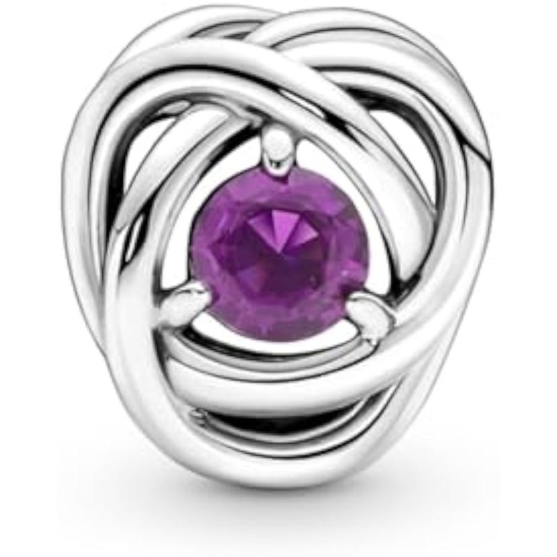 عربست Pandora February Purple Eternity Circle Charm Bracelet Charm Moments Bracelets - Stunning Women's Jewelry - Gift for Women - Made with Sterling Silver & Man-Made Crystal - Image 3